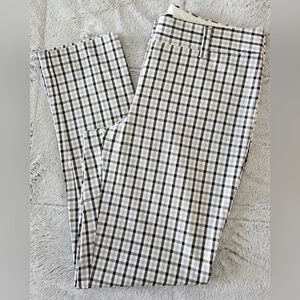 Lands’ End Women’s Plaid Pants Size 12 Fit 2 Slim Leg Black White.